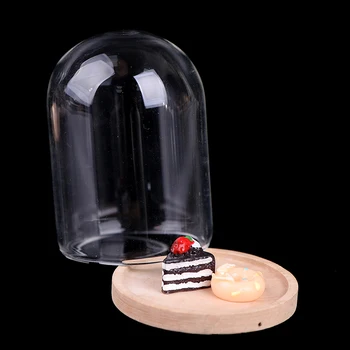 1pc 1/12 Lėlių Miniatiūriniai Stiklo Ekranas Bell Jar-Bazė Dekoro Gėlių Rodomas Lėlių Priedai Doll House Dekoro