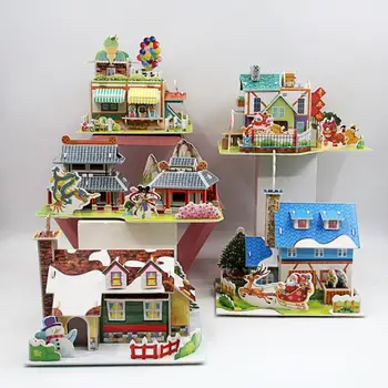 1Set Mados Kalėdos Namas Villa 3D dėlionė Dėlionės Žaislas Dekoratyvinis Popierius