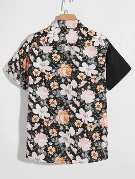 2022 Mados Dizaineris vyriški Marškinėliai iš Gėlių Spliced Naujo Stiliaus trumpomis Rankovėmis Nemokamas Pristatymas Madinga Parduotuvė Jauni