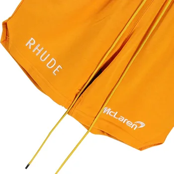 2023 Naujas Stilius Oranžinė Juoda Logotipas Siuvinėjimas Rhude Šortai Vyrams, Moterims, Aukštos Kokybės Medvilnės Ilgai Raišteliu RHUDE Bridžai