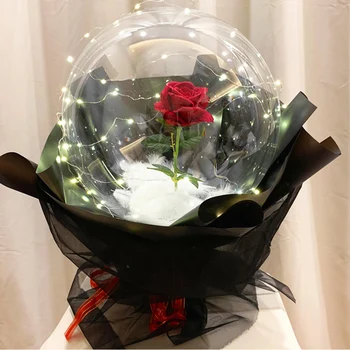 20inch Skaidrus Bobo Ballon su Gėlių Rožių Puokštė Valentino Dienos, Gimtadienio, Vestuvių Dekoro Dovana 