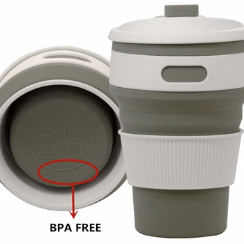 350ml Kavos Puodelį, Lankstymo Silikono Vandens Puodelį BPA FREE Nešiojamų Silikono Teleskopinis Geriamojo Išardomi Multi-funkcija Kelionės Taurė