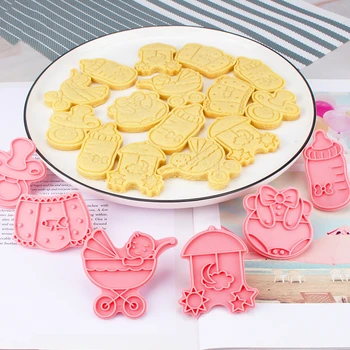 6Pcs/rinkinys Cookie Cutters Kūdikių Buteliuko Antgalis Minkštas Žaislas Cutter Įspaudas Sausainių Pelėsių Sugarcraft Desertas 3D Kepimo Įrankiai