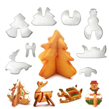 8pcs 3D Kalėdų Cookie Cutter Nerūdijančio Plieno Sumažinti Saldainių, Sausainių kepimo Formą Kepimo Įrankiai 
