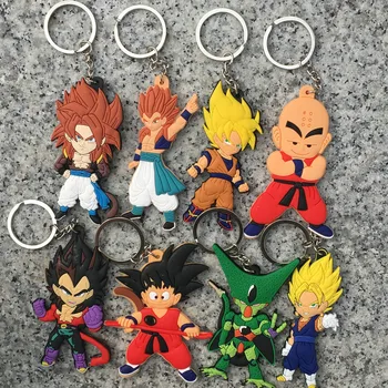 9cm Anime Dragon Ball Z Keychain PVC Gokas Vedžitas Master Roshi Majin Buu Pav Raktų Žiedas Animacinių filmų dvipusės Raktų pakabukas Pakabukas