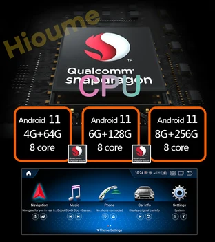 Android 11 Snapdragon 8Core CPU 8+128G Automobilių DVD Multimedijos Grotuvas GPS Radijas Stereo MercedesBenz C Class W204 w205 VclassW638