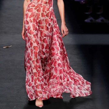 Aukštos Kokybės kilimo ir tūpimo Tako Dizainerių Suknelė 2022 Atostogų Bohemijos Gėlių Atspausdintas Šifono Ilgos Suknelės Moterims Vasaros Boho Drabužiai