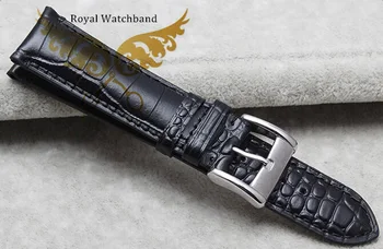 Juoda Krokodilo modelio natūralios Odos Watchband už AR2432 2433 2447 20mm 22mm 24mm dirželio juoda