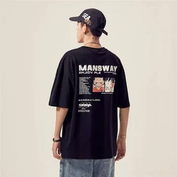 Kietas Hip-Hop Animacinių filmų Marškinėliai Vyrams Japonijos T-shirt Streetwear Harajuku Atsitiktinis Trumpas Rankovės Negabaritinių Viršūnės Vasarą Japonijoje Tshirts