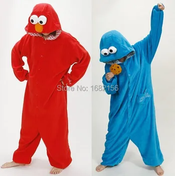 Kigurumi Naujas Flanelė Suaugusiųjų Cookie Monster Pižama Disfraces Už Unisex Sleepsuit Sleepwear Pižamos Gyvūnų Onesie