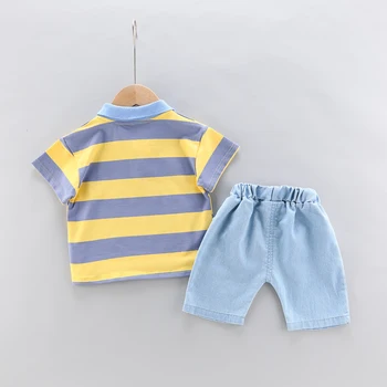 Kūdikių Aukštos Kokybės Atvartas Polo Marškinėliai + Vaikas Gražus Džinsinio Šortai 2-Piece Set