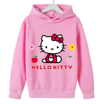 Kūdikių Hello Kitty Palaidinukė vaiko Drabužius Bamblys Mados Spausdinti Viršūnes Vaikų O Kaklo Megztinis Outwear Berniukai Aprengti