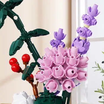 Mailackers Kūrybos Gėlių Puokštė Rosa Hybrida Blokai Chrizantemų Plytų Modelis Žaislai Berniukų ir Mergaičių Draugai Dovanos