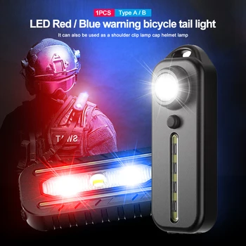 Mini LED Žibintuvėlis USB Įkrovimo Saugos Įspėjamoji Lemputė Vandeniui Policijos Pečių Įrašą Žibintai Su Raudonos ir Mėlynos Šviesos LED Darbo Lempa