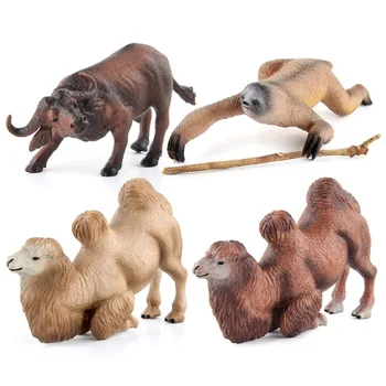 Miniatiūriniai Gyvūnų Modelio Dviejų humped Kupranugaris Tinginys Buffalo Pav Realus Statula Replika Stalo Dekoras Vaikų Mokymosi Žaislas