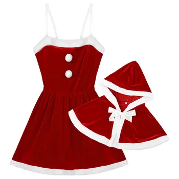 Moterų Žiemos Kalėdų Drabužius Šiaurės Elnių Kalėdų Senio Kostiumas Komplektus Žiemos Atostogų Šalis Femme Suknelė Iki Viršaus Suknelė Su Gobtuvu Cape