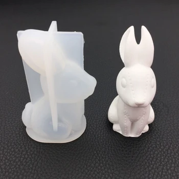 Muilo Formų Easter Bunny Epoksidinės Pelėsių Triušis Pelėsių 3D Susiuvimo Triušis Pelėsių Animacinių filmų Sūpynės, Stalo Veidrodis Silikono Formos Vaškas Modelis