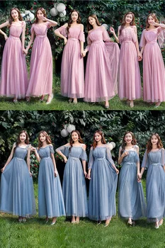 Plius Dydis Suknelė 2 16 Rausva Pilka Mėlyna Ilgai Bridesmaid Dresses Vestuvinės Svečių Chalatai 2020 Baigimo Vestidos Rūbeliai Saldus Atmintis