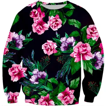 PLstar Kosmosas Prekės ženklo drabužių 2018 New style Mens Mados ilgomis rankovėmis palaidinukė gėlės 3d Spausdinimo Vyrai Moterų Atsitiktinis megztinis