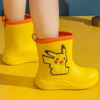 Pocket Monstras Pikachu Vaikų Lietaus ShoesLight Anti-slydimui atsparus Vandeniui Batai forBoys ir Mergaičių Animacinių CuteBaby Vandens