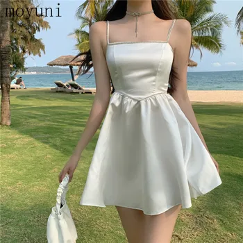 Saldus Skėtis Princesė Suknelė Vasaros Diamond Juosmens Apipjaustymas Spagečiai Dirželiai Suknelė Moterims 2021 Naujas Baltos spalvos Suknelė Harajuku