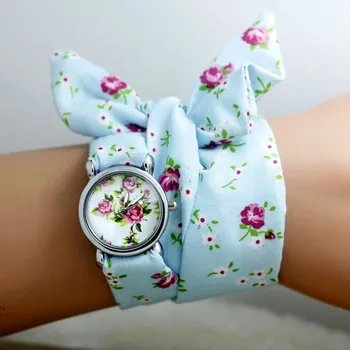 Shsby Naujo dizaino Ponios gėlių medžiaga laikrodis mados moterų suknelė laikrodžiai aukštos kokybės audinio žiūrėti saldus mergaičių žiūrėti dovana