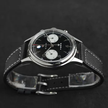 Sugess Chronograph Mechaninis laikrodis Vyrams, Safyras Žuvėdra Judėjimo 1963 Šviesos Mens Watch ST1901 Mados 38mm Laikrodis Juodas