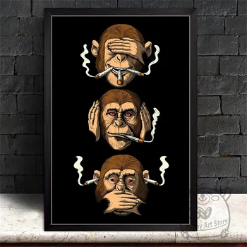 Trys Akmenimis Protingas Beždžionės Juokinga Plakatas Humoro Drobės Tapybos Sienos Meno Vaizdą HD Spausdinti Kambarį Namų Apdailos, Dovanos, Cuadros