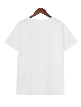 Vasarą Moterys, T-marškinėliai, Topai Širdies Print T-shirt Ladies Viršūnes Mados trumpomis Rankovėmis Balti marškinėliai Atsitiktinis Viršų Moteriška Streetwear