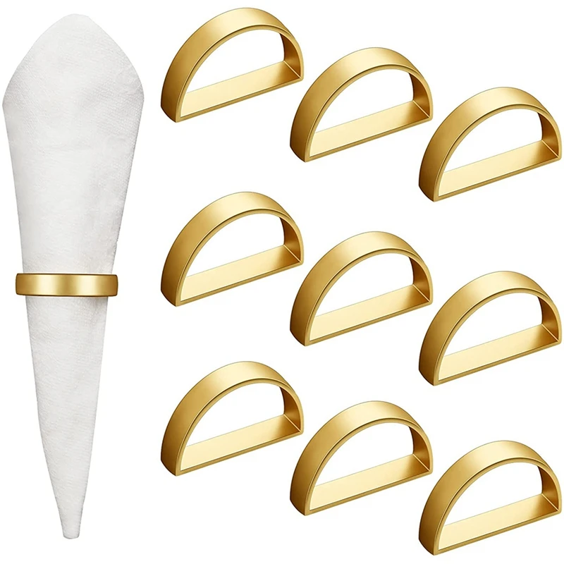 10 Vienetų Aukso Servetėlių Žiedai Metaliniai Servetėlių Žiedas Turėtojai Modernaus Dizaino Žiedas Turėtojas Metalo Puslankiu Valgiaraščių Sagtys Nuotrauka 4