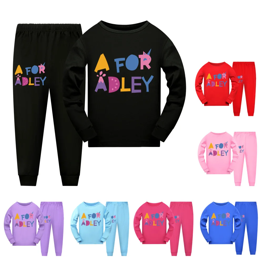 A Adley Vaikai Homewear Marškinėliai Kelnės Kombinezonas Kūdikiui, Pižamos Berniukams, Mergaitėms Sleepwear Pajama Komplektai Bamblys Pižama Mergina Nustatyti Paauglių Marškinėliai Nuotrauka 1