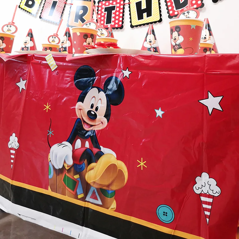 Animacinių filmų Mickey Mouse Vaikams Švęsti Gimtadienio Dekoro Plokštė Servetėlės Puodeliai Disney Vienkartiniai Indai vimpelas Šalies Prekių Nuotrauka 0