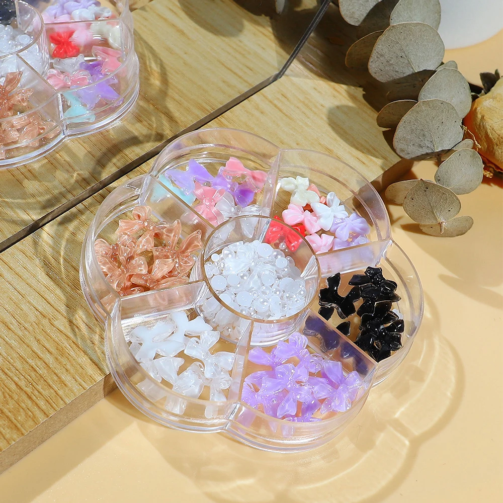 Gėlių Geometrijos Formos Drugelis Nagai Žavesio Dalių 3D Vaisių Soft Shell Bowknot Nagų Dekoro Manikiūro Reikmenys Dėžutę Nuotrauka 3