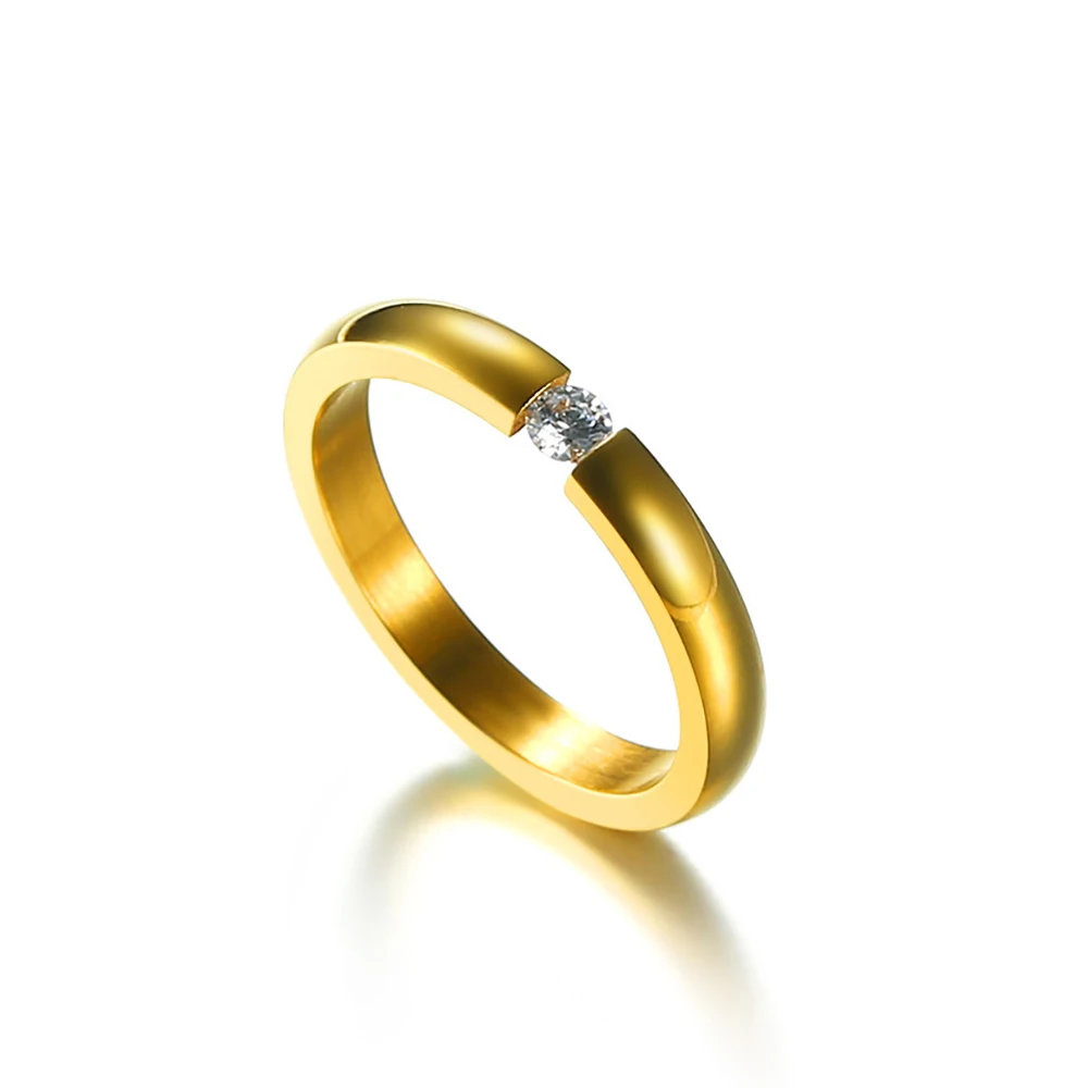 NIBASTAR Paprasta 3MM Crystal Žiedą Moteris Cute Mados Nerūdijančio Plieno Žiedai ir Moterų, Vestuvių Pažadas Papuošalai Nuotrauka 3