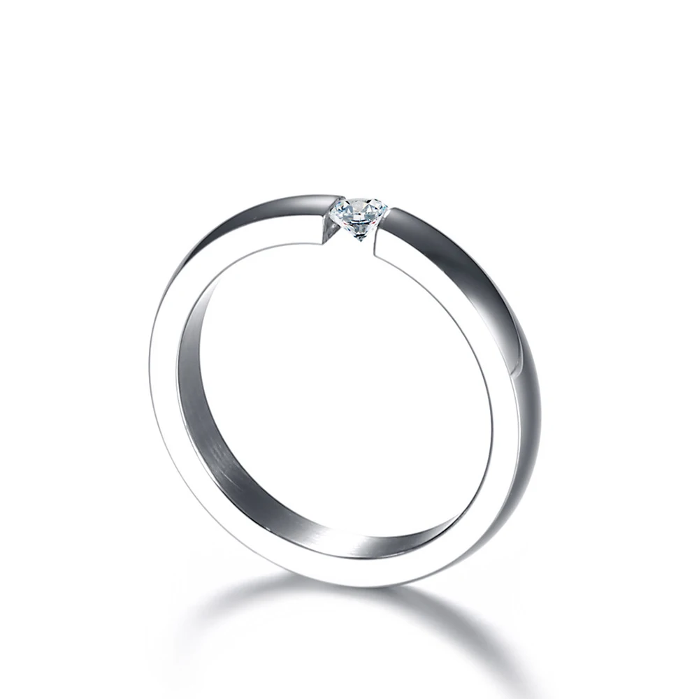 NIBASTAR Paprasta 3MM Crystal Žiedą Moteris Cute Mados Nerūdijančio Plieno Žiedai ir Moterų, Vestuvių Pažadas Papuošalai Nuotrauka 4