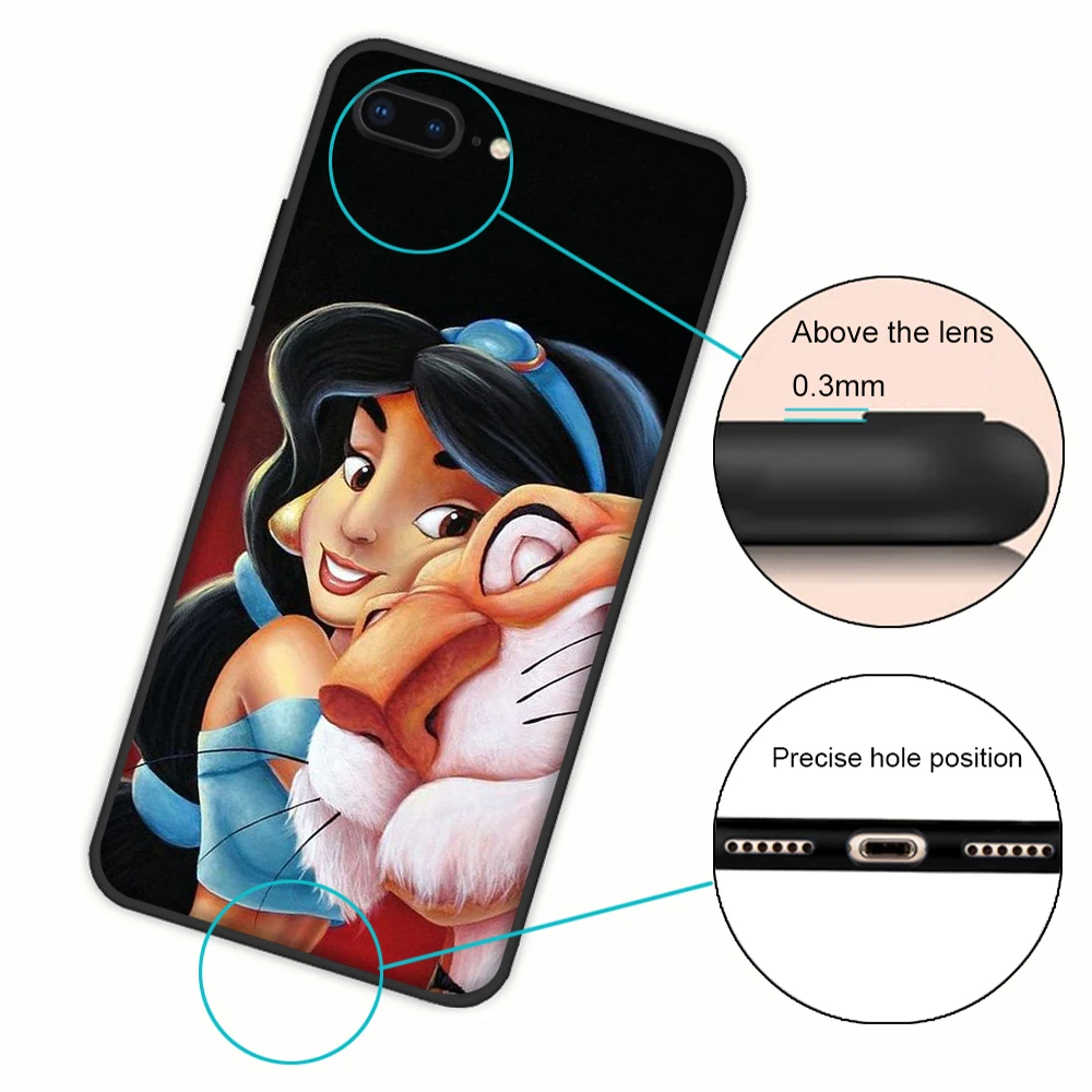 Princesė Jasmine Black Case for iPhone 12 Mini Pro X XR XS Max 7 8 6 6S 5 5S SE Plus Nuotrauka 2