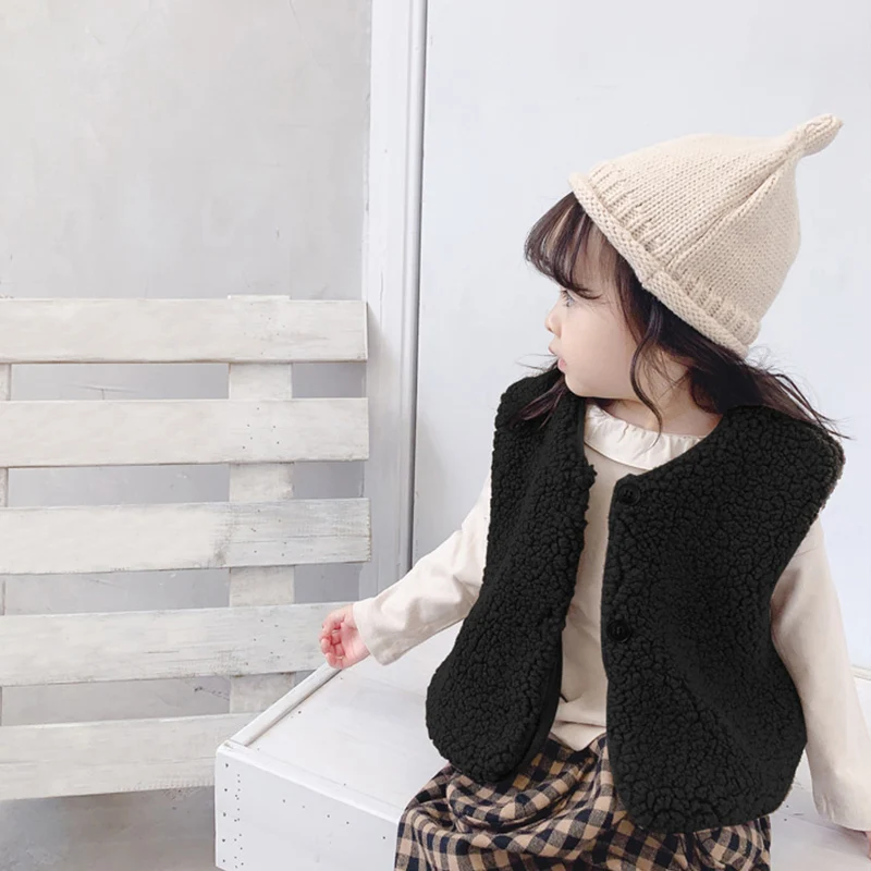 Rudenį, Žiemą Korėjos Mergaičių Paltai Striukės Grynos Spalvos Vilnonis Šiltas Mados Sutirštės Kailis Mielas Sweet Baby Girl Drabužiai Viršūnės Nuotrauka 2