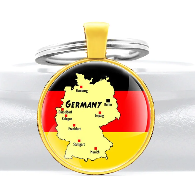 Vokietijos Vėliava Ir Vokietijos Žemėlapį Modelio Juodos Spalvos Stiklo Kupolas Klasikinis Keychains Vyrai Moterys Paketų Prižiūrėtojų Raktinę Papuošalai, Dovanos Nuotrauka 0
