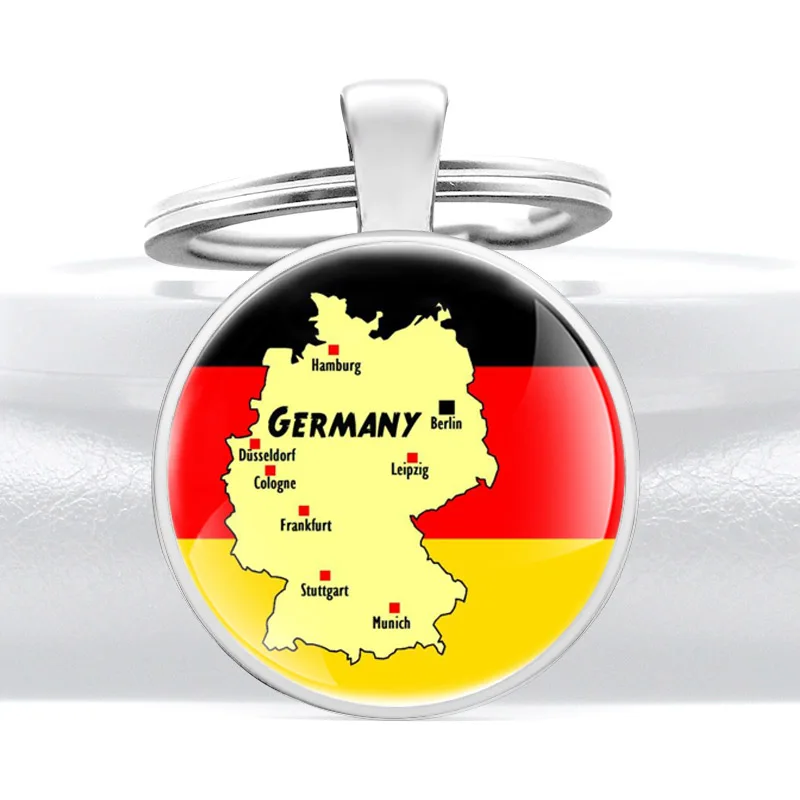 Vokietijos Vėliava Ir Vokietijos Žemėlapį Modelio Juodos Spalvos Stiklo Kupolas Klasikinis Keychains Vyrai Moterys Paketų Prižiūrėtojų Raktinę Papuošalai, Dovanos Nuotrauka 1