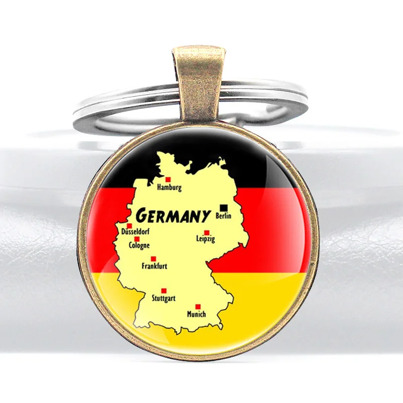 Vokietijos Vėliava Ir Vokietijos Žemėlapį Modelio Juodos Spalvos Stiklo Kupolas Klasikinis Keychains Vyrai Moterys Paketų Prižiūrėtojų Raktinę Papuošalai, Dovanos Nuotrauka 2