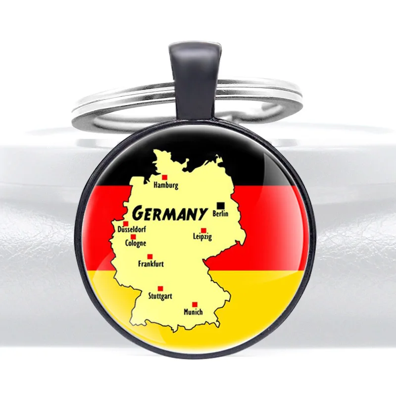 Vokietijos Vėliava Ir Vokietijos Žemėlapį Modelio Juodos Spalvos Stiklo Kupolas Klasikinis Keychains Vyrai Moterys Paketų Prižiūrėtojų Raktinę Papuošalai, Dovanos Nuotrauka 3