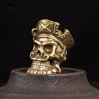 Žalvario Piratų Kaukolės Galvą Miniatiūros Figūrėlės Virvę Karoliukai 