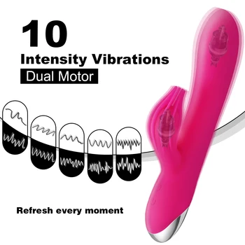 10 Greičio G Spot Vibratorius Galinga Dildo Rabbit Vibratorius Moterims Klitorio Stimuliacija, Masažas Suaugusiųjų Sekso Žaislai USB Įkrovimo