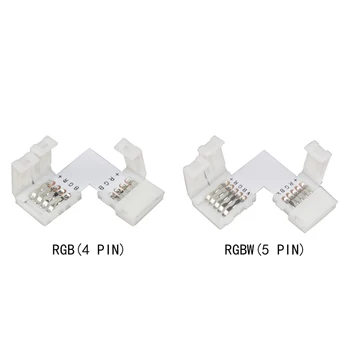 10vnt L formos 4 pin/5 pin 10mm Lankstus accessiories už RGB/ RGBW LED Juostelės Nr solding