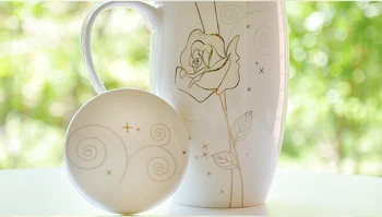 2020 Keraminiai Puodeliai Su Dangteliu Scoop Kūrybinės Keramikos Pieno Kavos Puodelis Puodelis Elegantiškas Vestuvių Dovaną, Didelės Talpos
