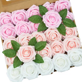 25pcs/Box 8cm Dirbtinių Gėlių PE Putos, Rožių Puokštės, Vestuvių Dekoravimas Šalies Namų 