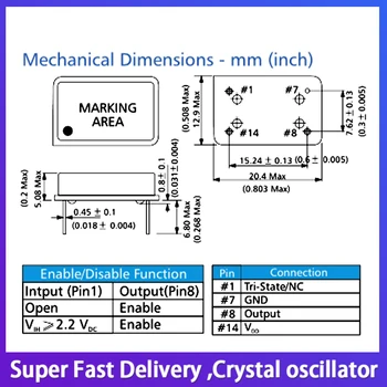 2VNT Stačiakampio formos in-line active kristalų 25m 25MHz 25.000 mhz 4-pin full-size 3.3 v/5v clock generatorius