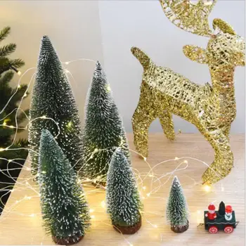 3.5-16cm Įvairių spalvų Mini Kalėdų Medžio Apdaila Mažas Netikrą Pušis Darbalaukio Ornamentu Sizalio Kedrinės Pušys Kalėdos Nauji Metai Dekoras