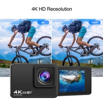 4K 60FPS WiFi Anti-shake Veiksmų Kameros 1080P 24MP Full HD 2.0 Colių IPS Ekranas 170° Plataus Kampo po vandeniu Vandeniui Sporto Fotoaparatas