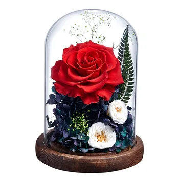 Amžinos Gėlės Rožės Stiklo Kupolas 1 Žiedų Galvučių Rožių Amžinai Meilės, Vestuvių Naudai, Valentino, Motinos Diena Dovanos Moterims